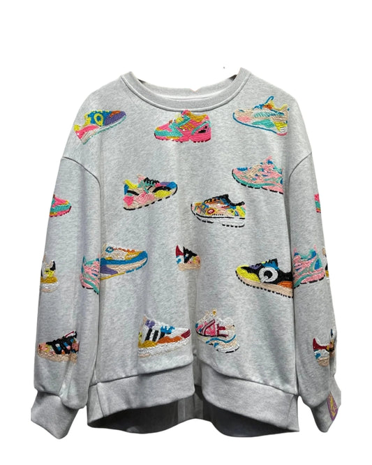 Queen of Sparkle Grey Neon Sneaker Sweatshirt