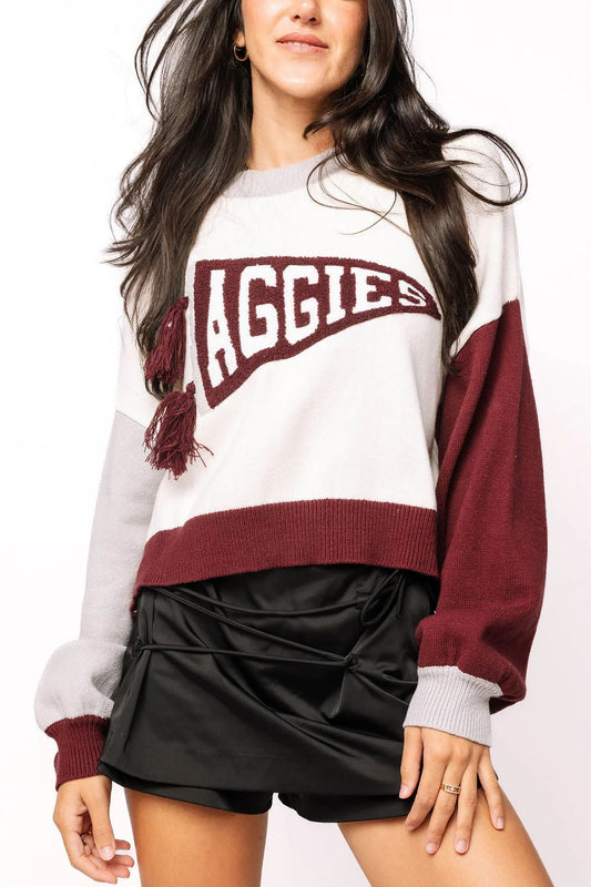 QOS -A&M Pennant Sweater