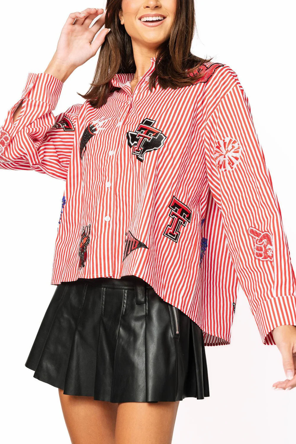 Texas Tech Mini Icon Striped Button Down