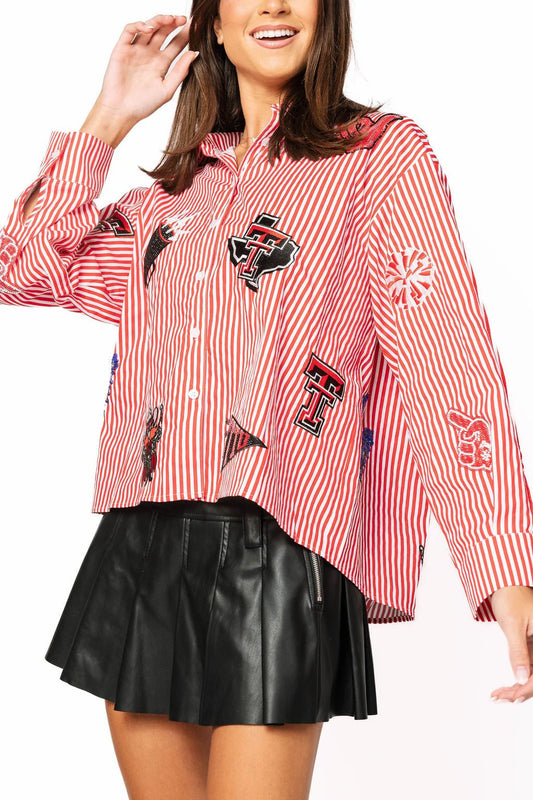 Texas Tech Mini Icon Striped Button Down