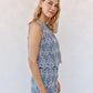 Split Back Tank Floral Gingham