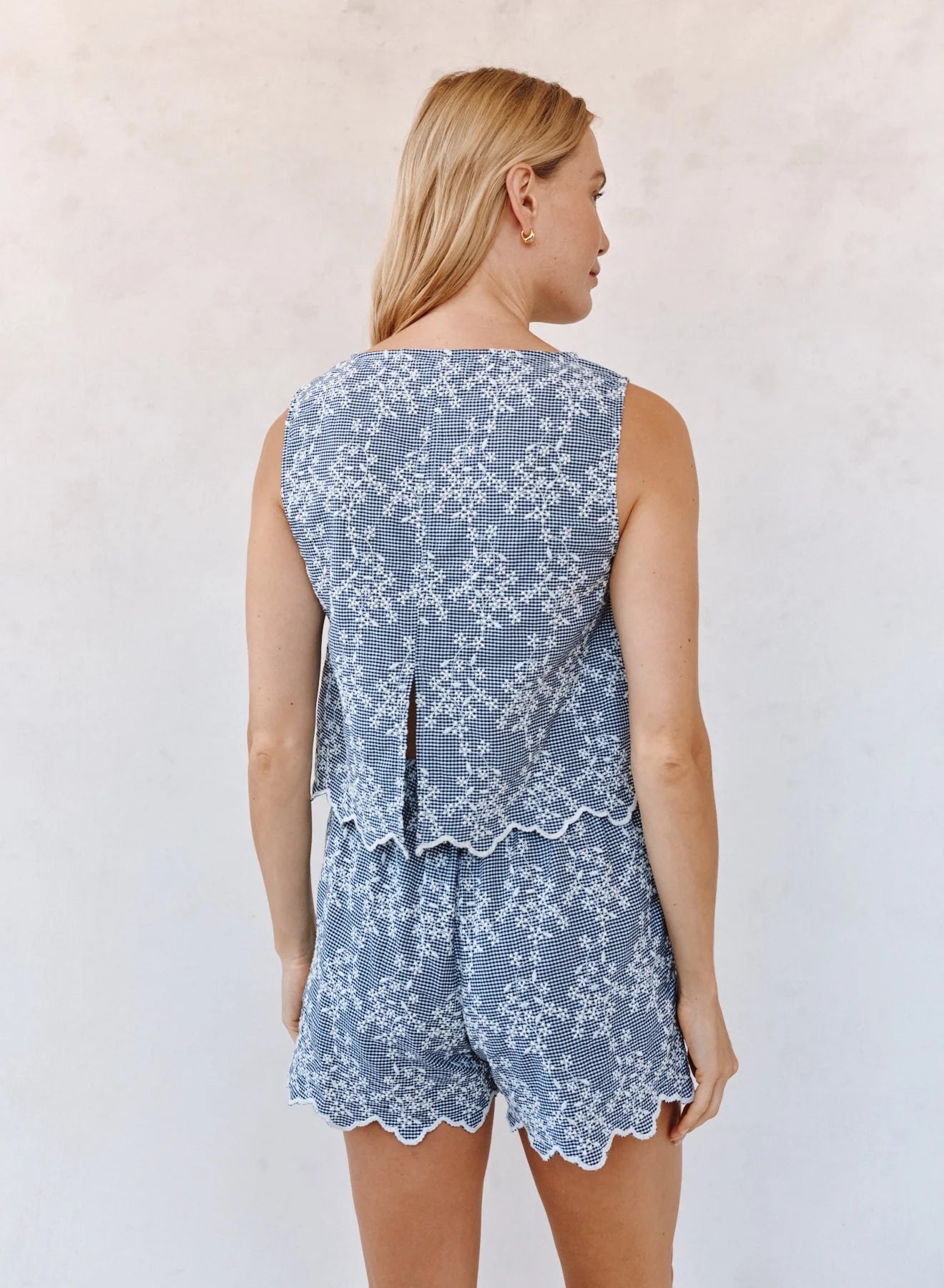 Split Back Tank Floral Gingham