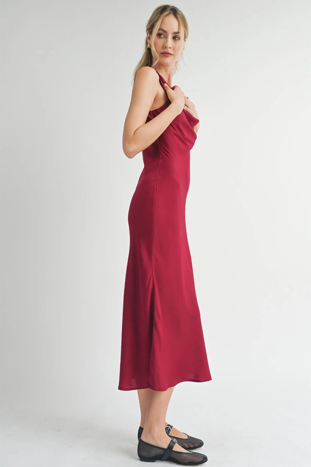 Sweet Treat Cowl Neck Red Dress