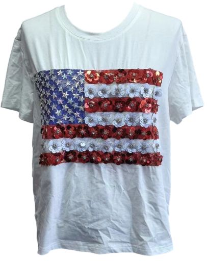 Queen of Sparkles White Flower American Flag T