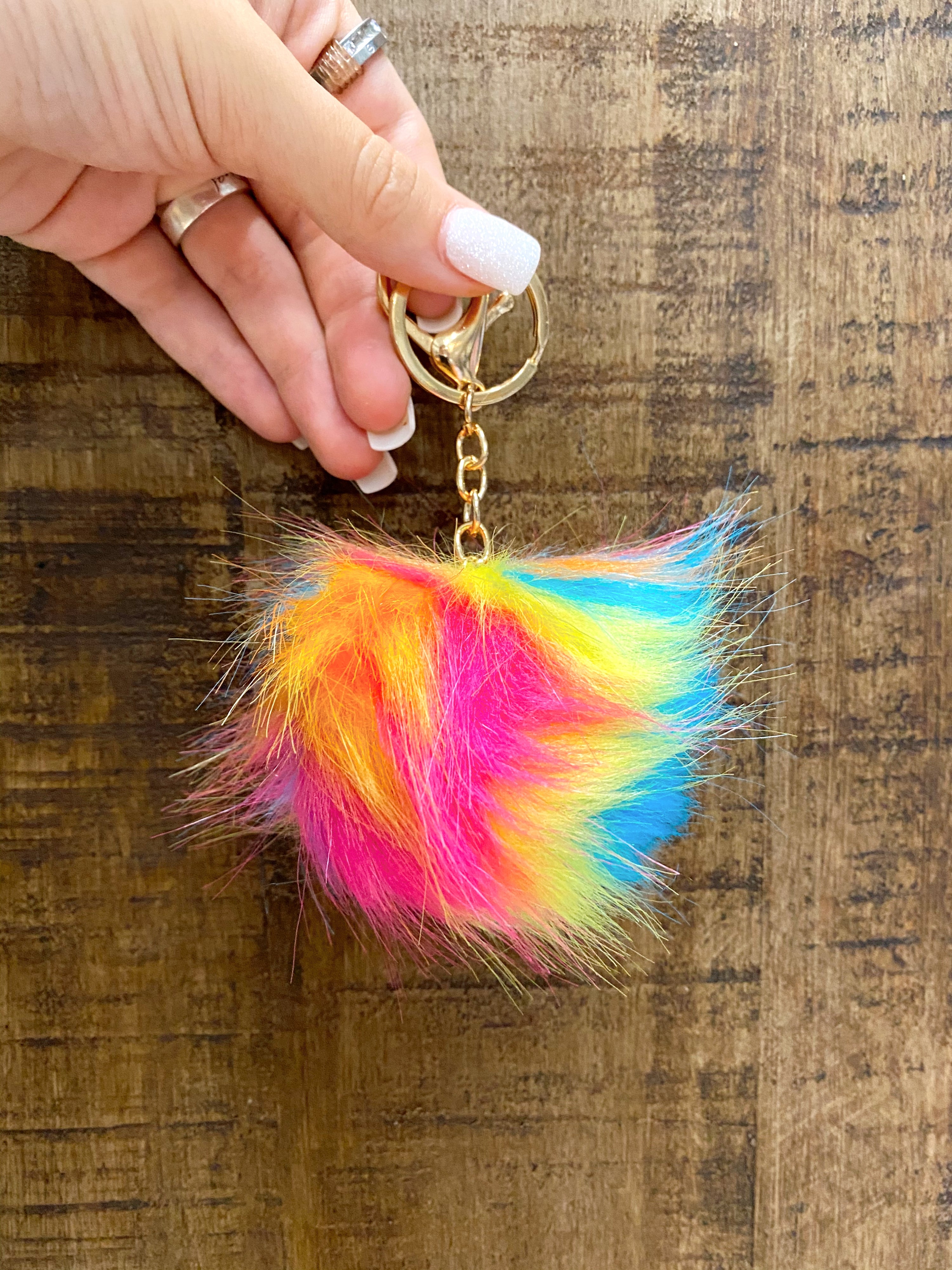 Faux Fur Psychedelic Key Chains – Nikko Blu Boutique