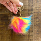 Faux Fur Psychedelic Key Chains