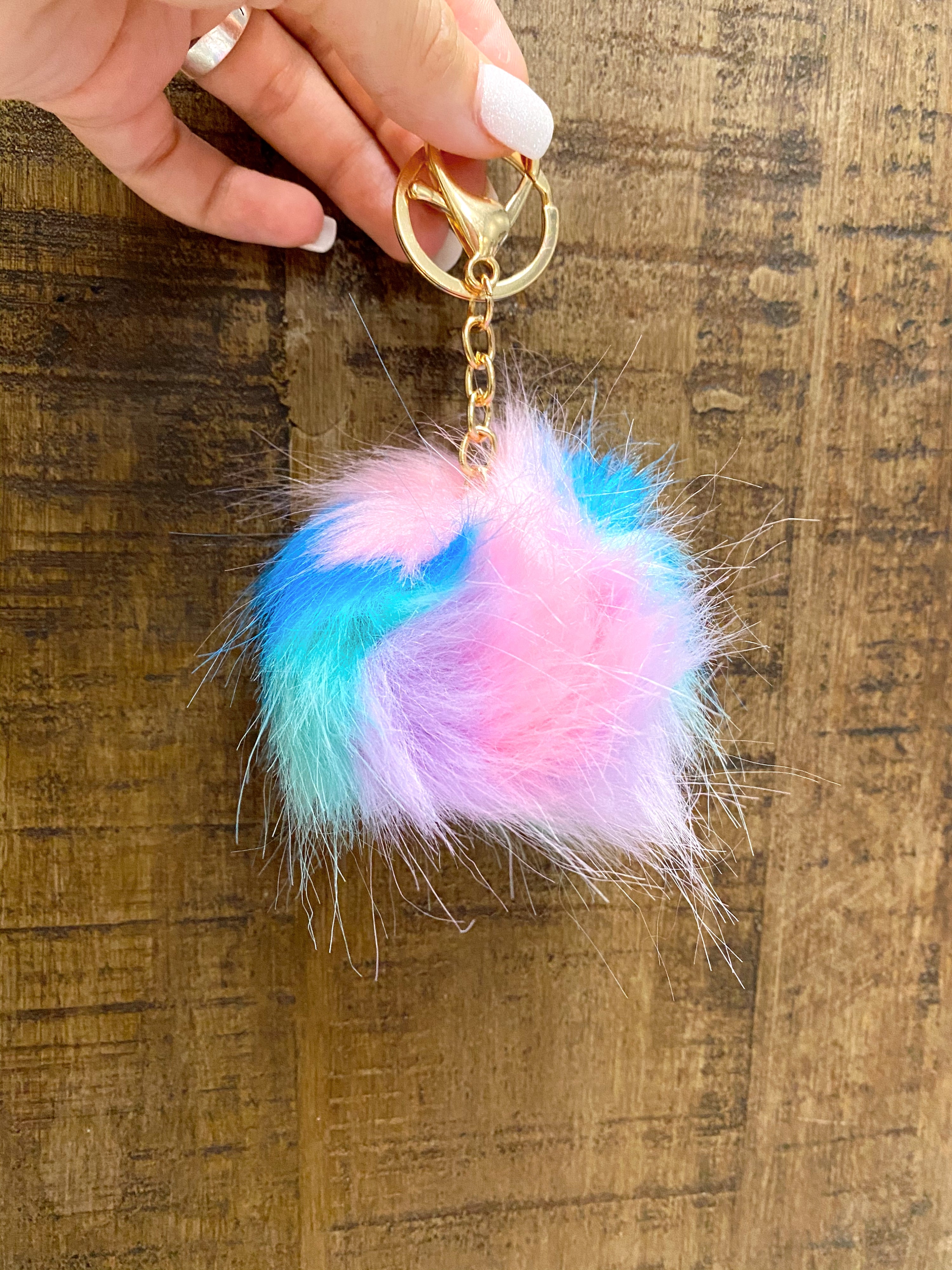 Faux Fur Psychedelic Key Chains – Nikko Blu Boutique