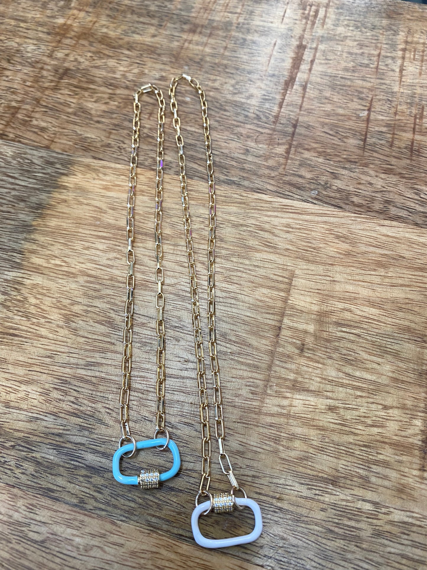 Dainty paperclip chain with enamel clasp