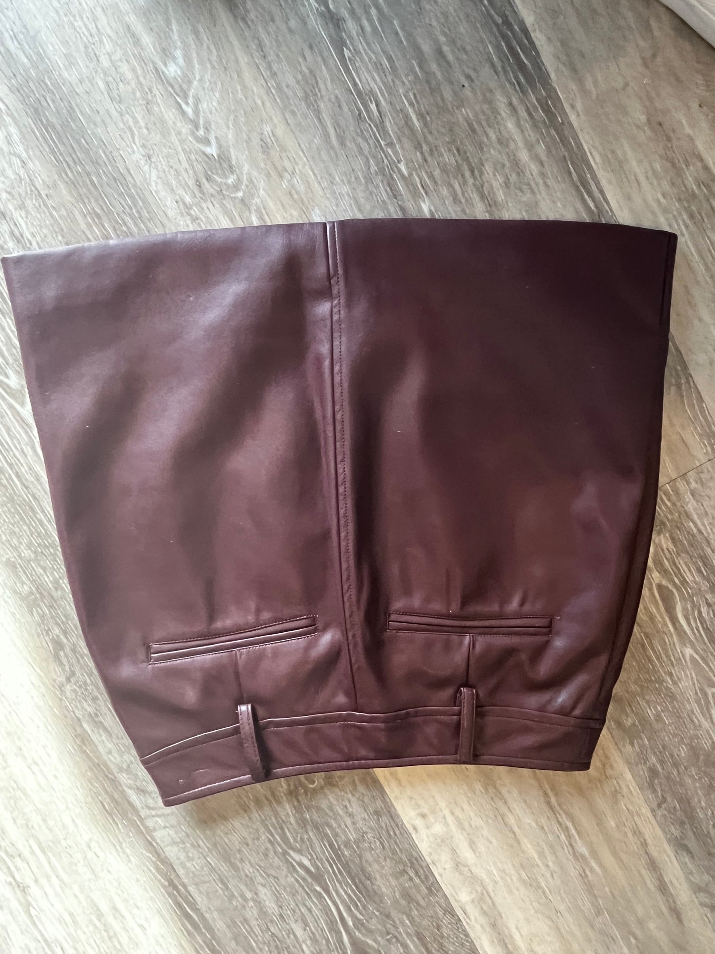 Burgundy Faux Leather Biker Mini Skirt