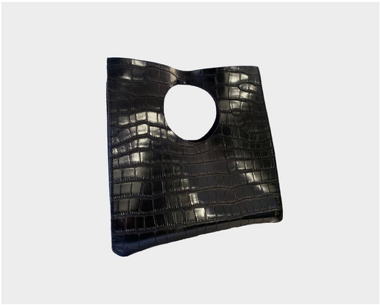 SOHO Black Print Metallic Vegan Handbag