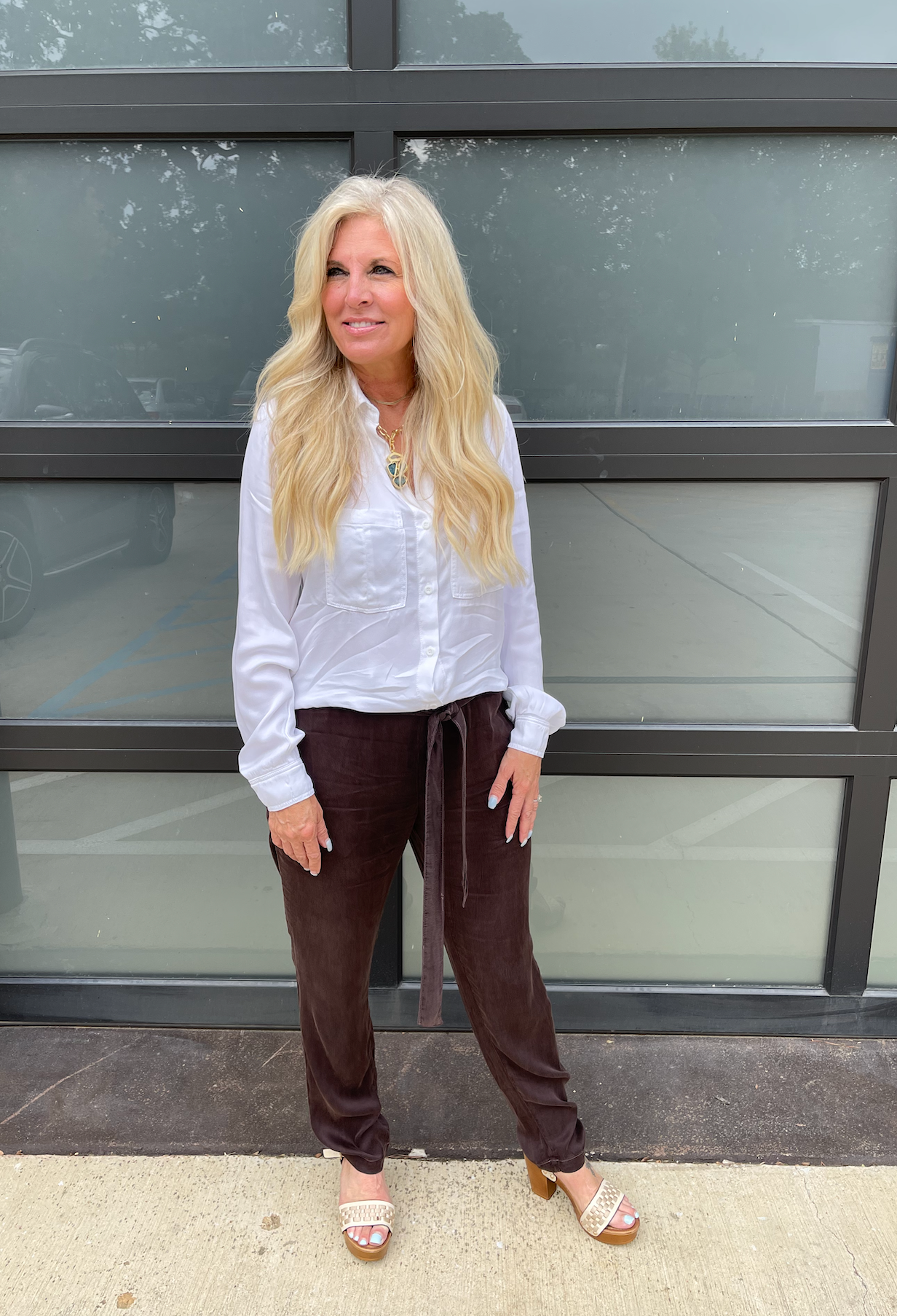 Dark Cacao Belted Trousers