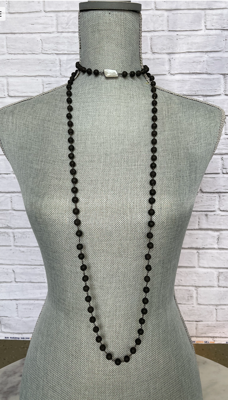 Black Lava Double Triple Necklace