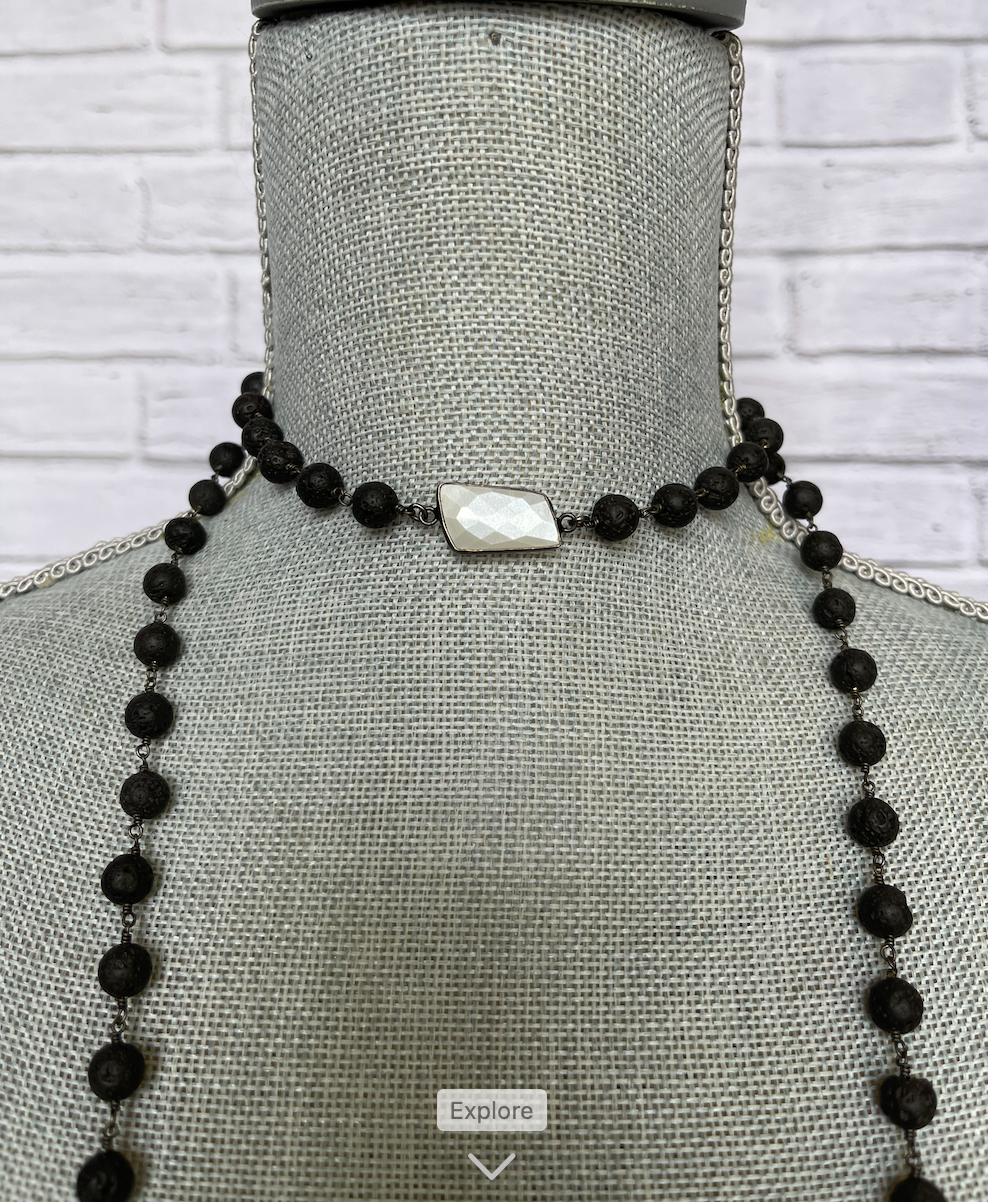 Black Lava Double Triple Necklace