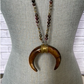 Multi Gemstone Beaded Necklace With Wooden Double Horn