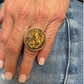 Cream Maroon and Gold Brazil Druzy Ring