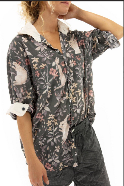 Magnolia Pearl  Top 1080 Printed Boyfriend Shirt