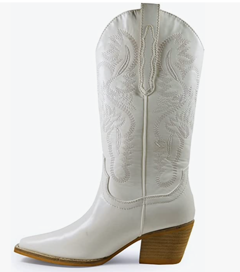 Hanan White Western Boots