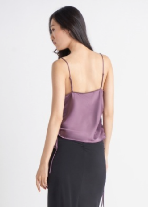 Soft Violet Satin Cami with drawstring