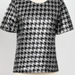 Silver and Black Sequined Houndstooth Top