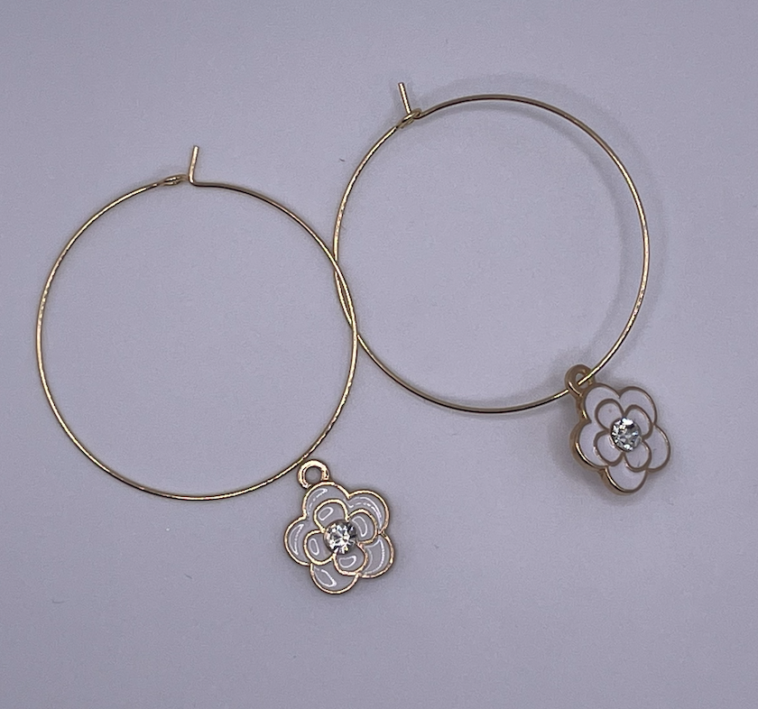 Enamel Flower Hoop Earrings