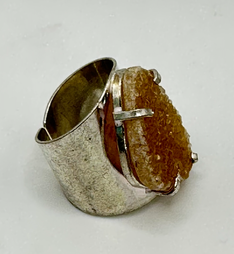 Brazil Druzy Ring Silver Plated