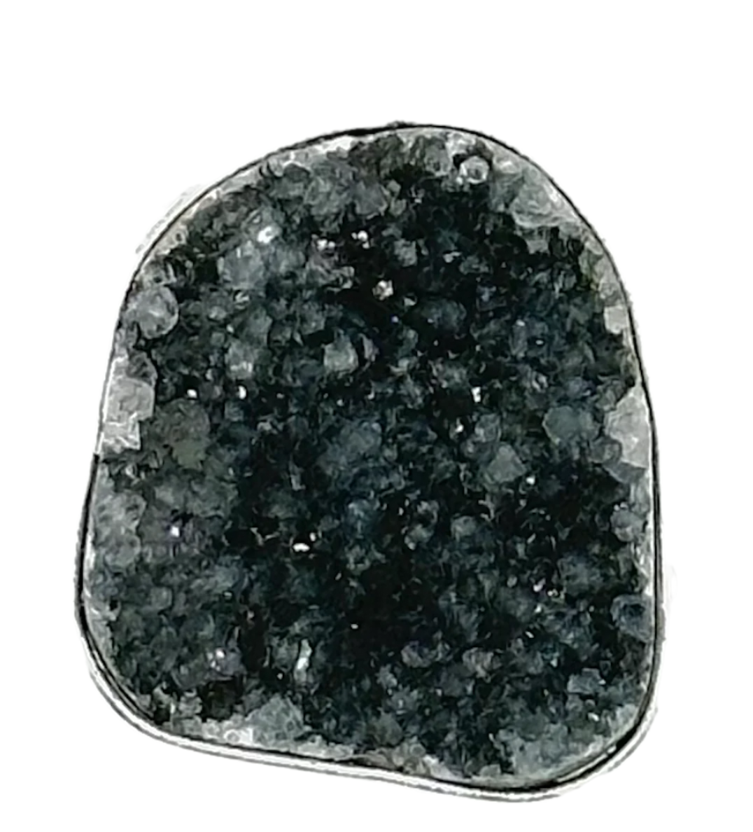 Brazil Black Druzy Ring in Silver