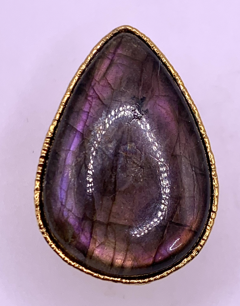 Purple Labradorite TearDrop Ring.
