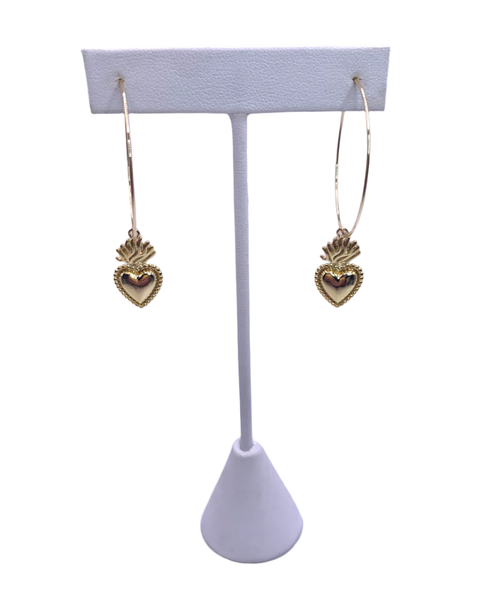 Flaming Heart Hoop Earrings