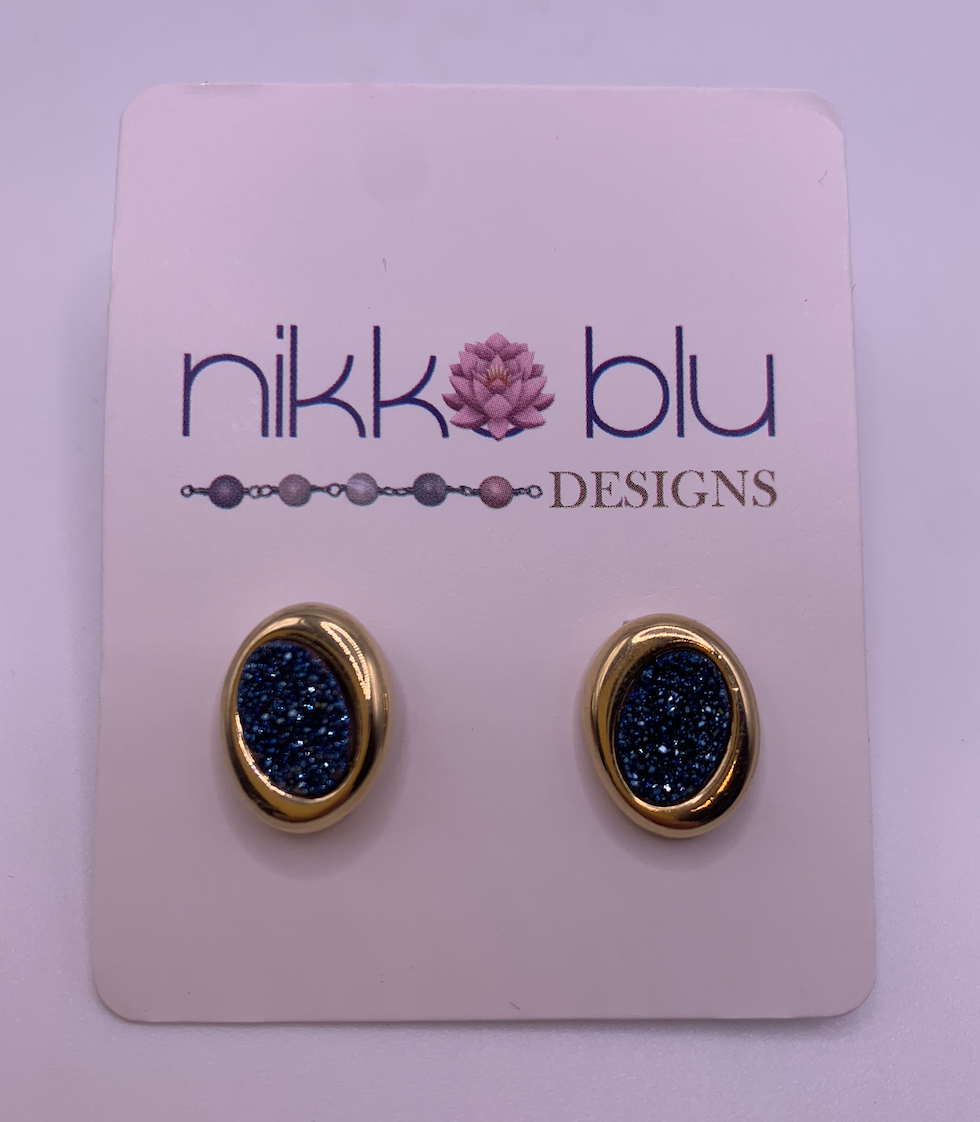 Royal Blue Brazil Druzy Earrings