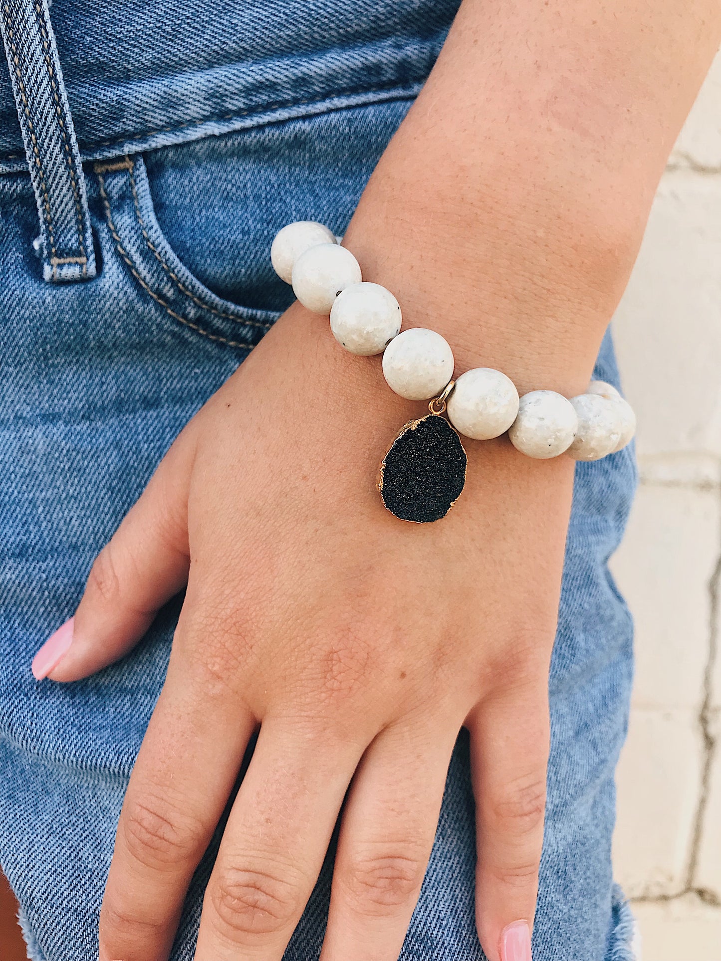 River Sediment Bracelet // Druzy Charm