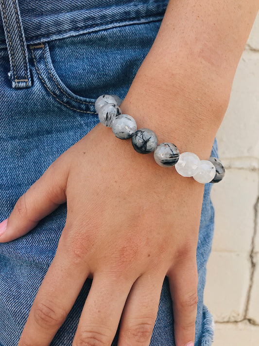 Black Tourmalinated Quartz Bracelet