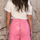Pink Faux Croc Shorts