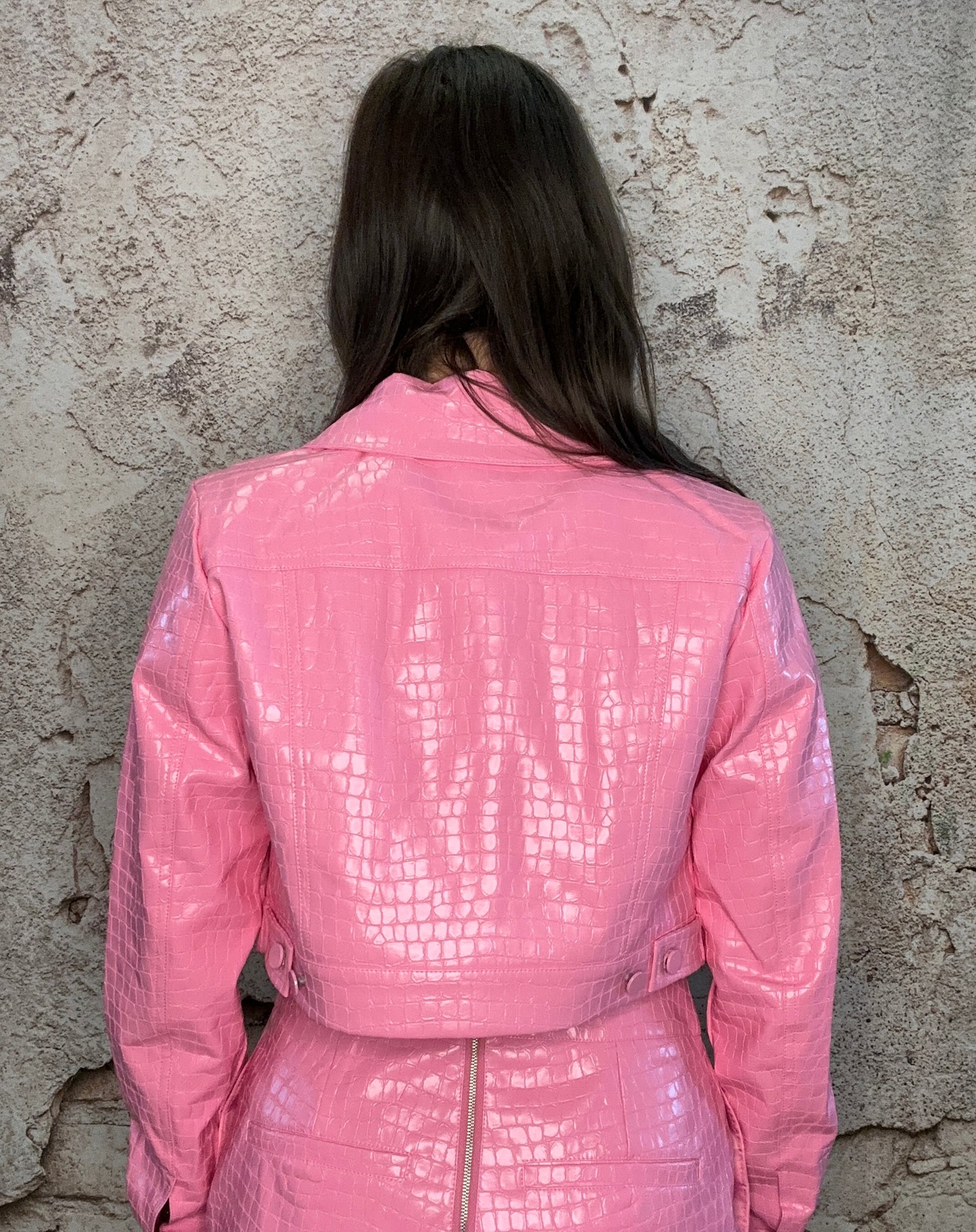 Pink Croc Cropped Jacket