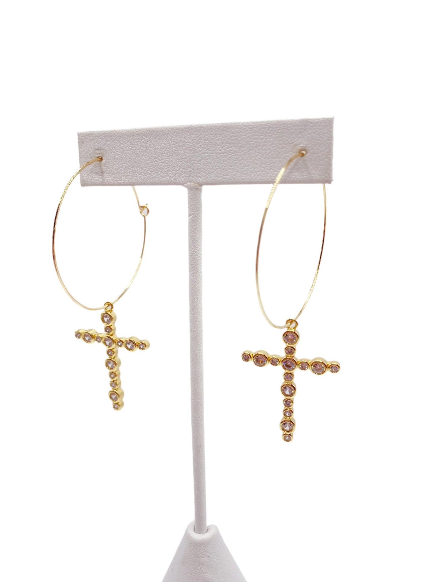 Sparkle Gold Cross Earrings