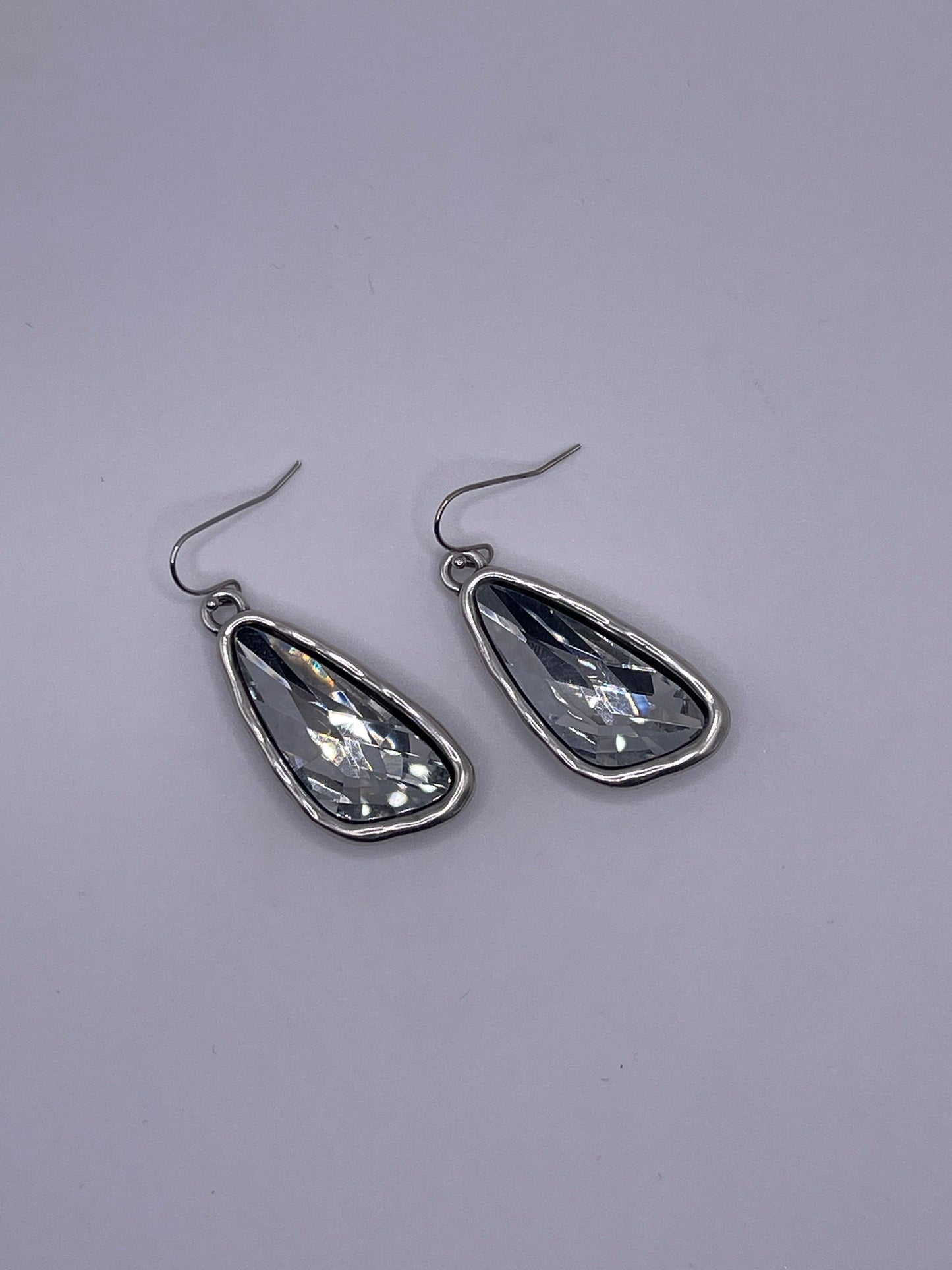 Silver Oblong Pendant Earrings