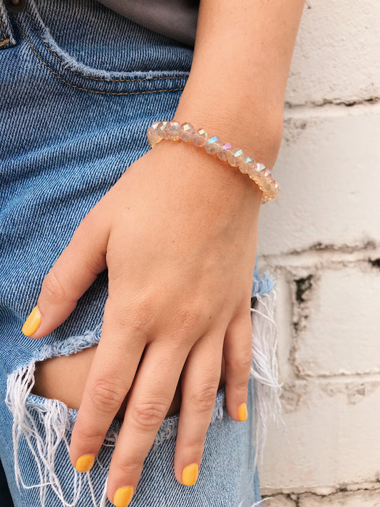 Iridescent Apricot Crystal Bracelet // Medium